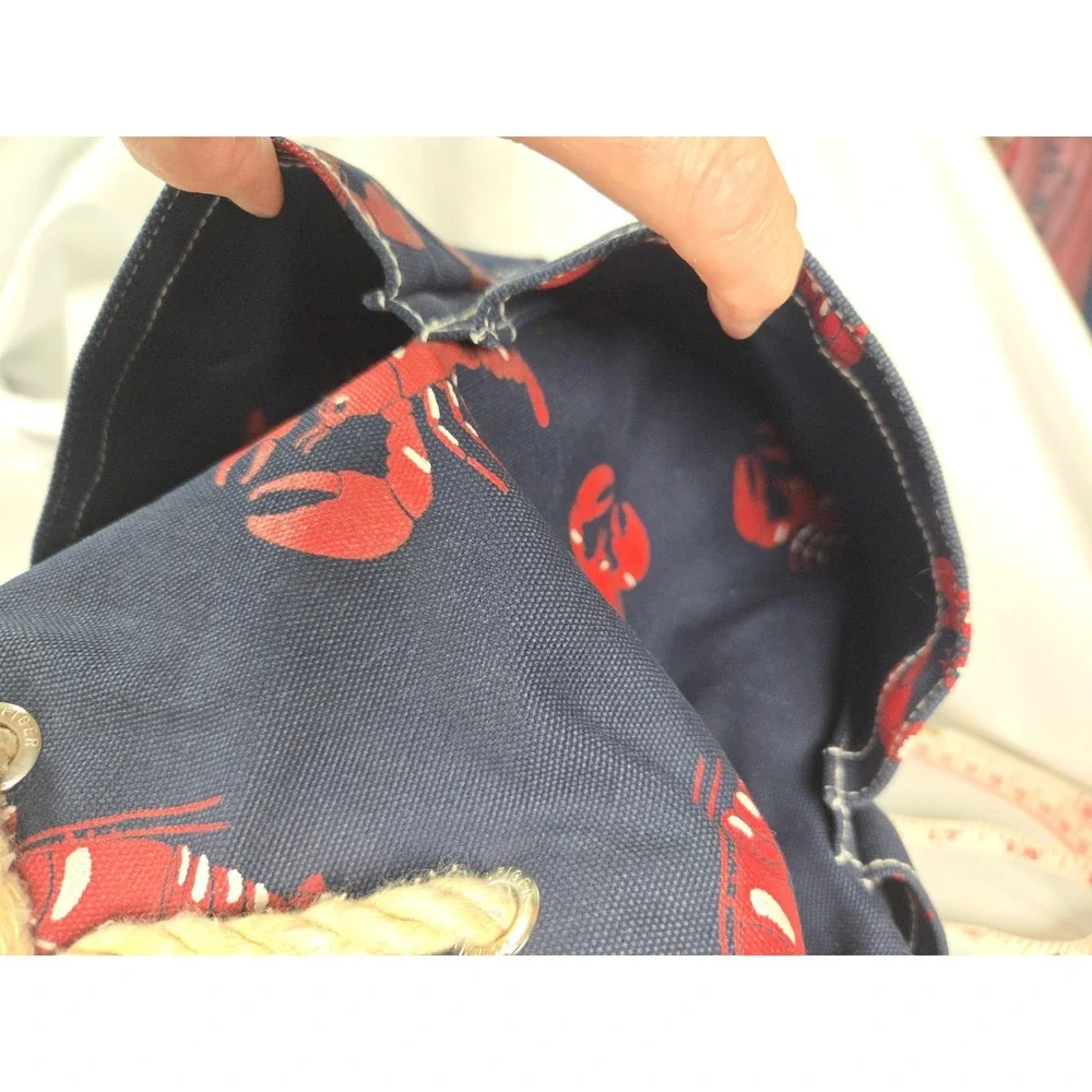 Tommy Hilfiger Lobster Print Canvas Backpack Nautical Coastal Bag